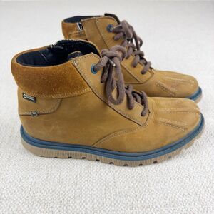 Clarks Kids Boots Boys Size US 2.5 W DAN HI Gore-Tex Tan Leather Ankle Lace Up